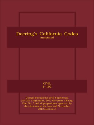 cover image of Deering's California Civil Code